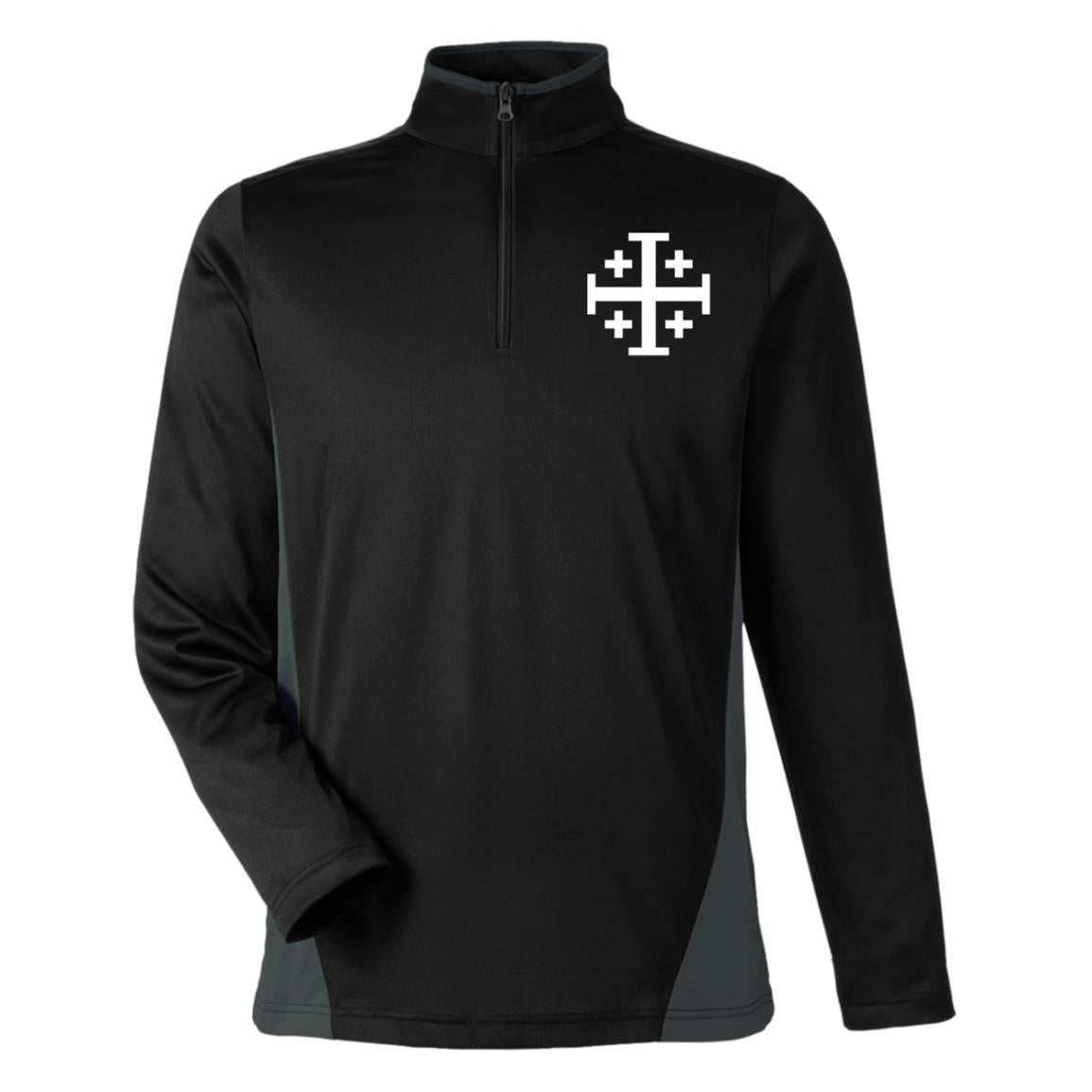 Jerusalem Cross Embroidered Men's Sport Wicking 1/2 Zip