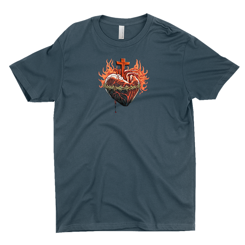 Sacred Heart Catholic T-shirt Blue Front
