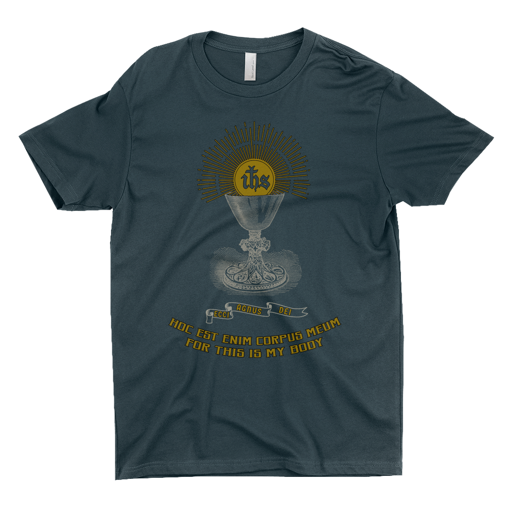 This Is My Body Catholic T-shirt Blue Front