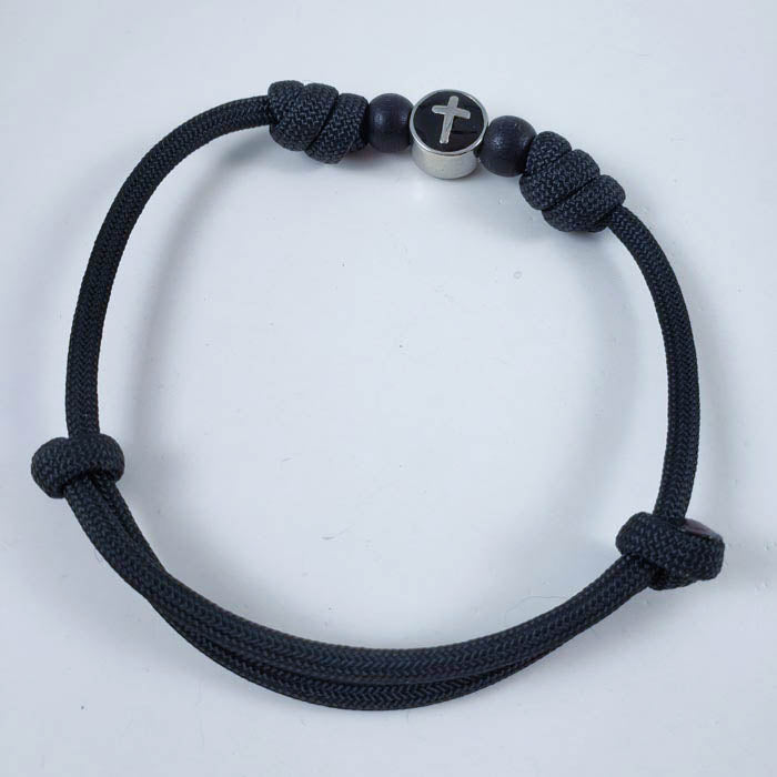Handmade Paracord Wrist Cincture Bracelet with Cross Bead