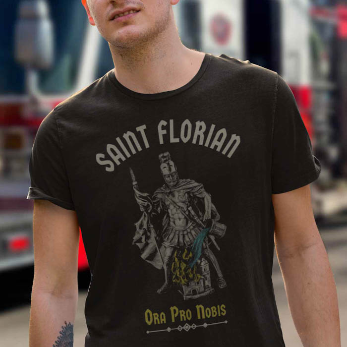 Saint Florian Tee Black Model 02