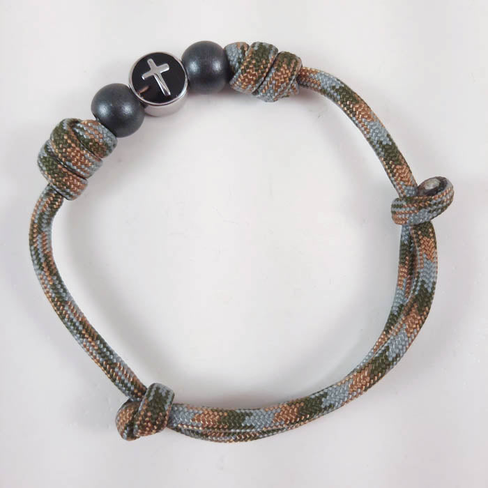 Handmade Paracord Wrist Cincture Bracelet with Cross Bead