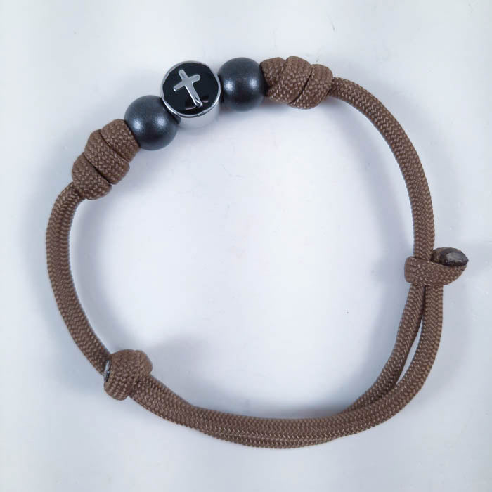 Handmade Paracord Wrist Cincture Bracelet with Cross Bead