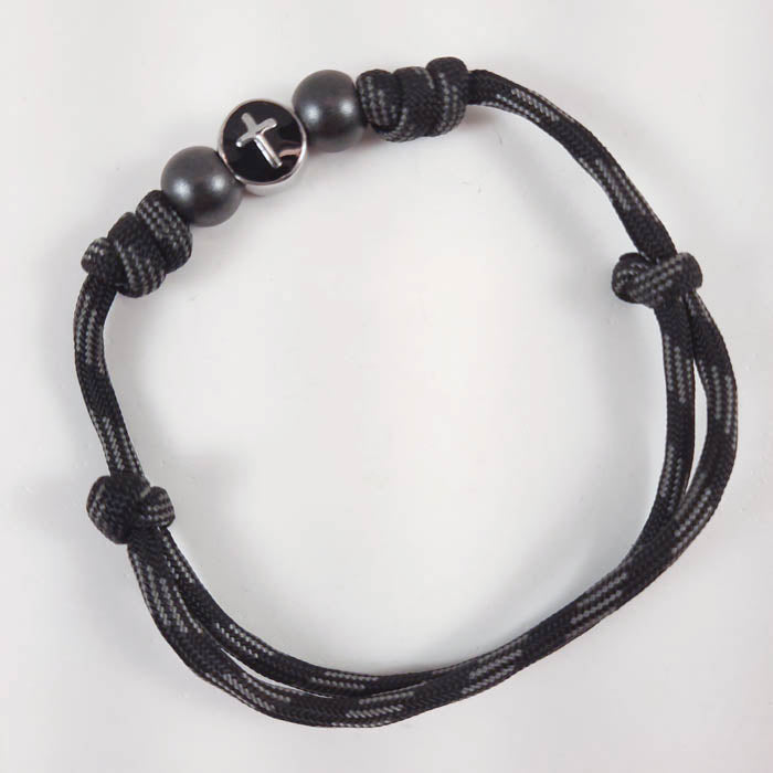 Handmade Paracord Wrist Cincture Bracelet with Cross Bead