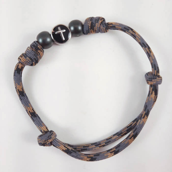 Handmade Paracord Wrist Cincture Bracelet with Cross Bead