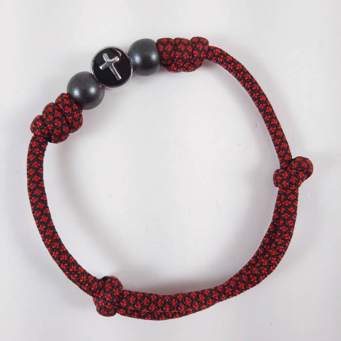 Handmade Paracord Wrist Cincture Bracelet with Cross Bead