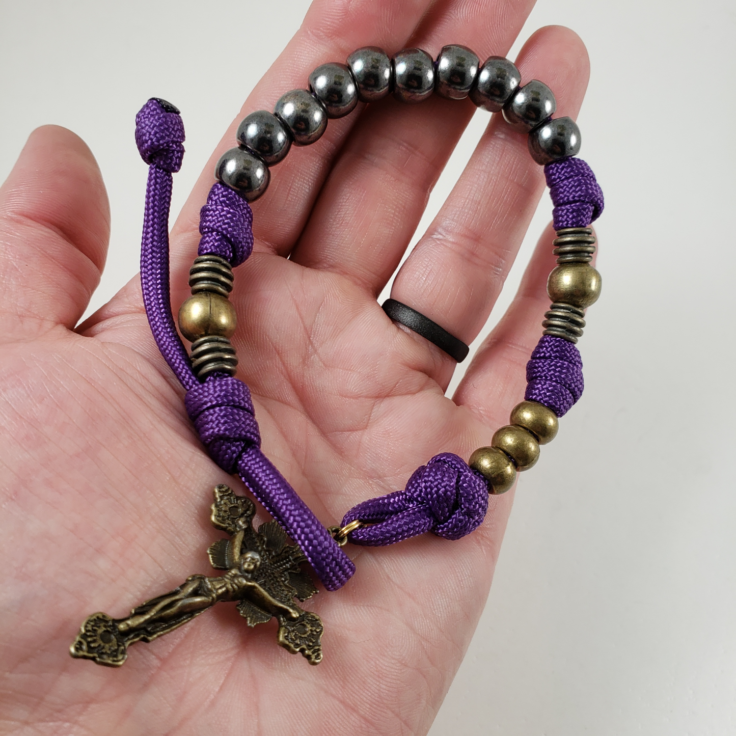 TWR-v3 Trench Wrist Rosary Version 3 Paracord Rosary Bracelet Purple