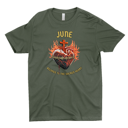 June Sacred Heart T-shirt OD Green Front