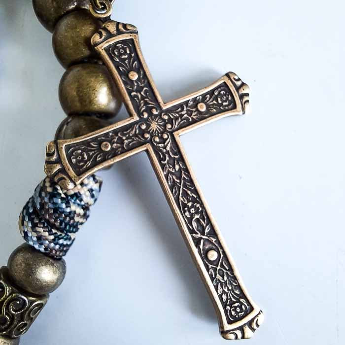 Longbow Paracord Rosary Cross Closeup