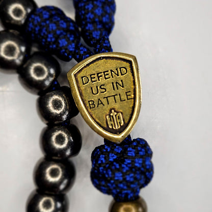 Saint Michael Thin Blue Line Paracord Rosary Centerpiece Back