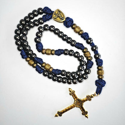 Saint Michael Thin Blue Line Paracord Rosary
