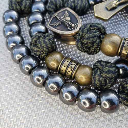 Saint Michael Serviam Paracord Rosary Detail