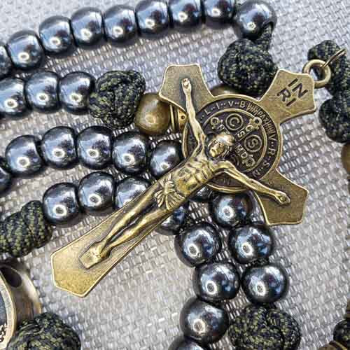 Saint Michael Serviam Paracord Rosary Crucifix