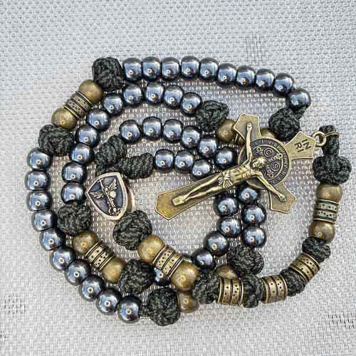 Saint Michael Serviam Paracord Rosary Wide