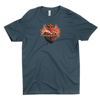 Sacred Heart Catholic T-shirt Blue Front