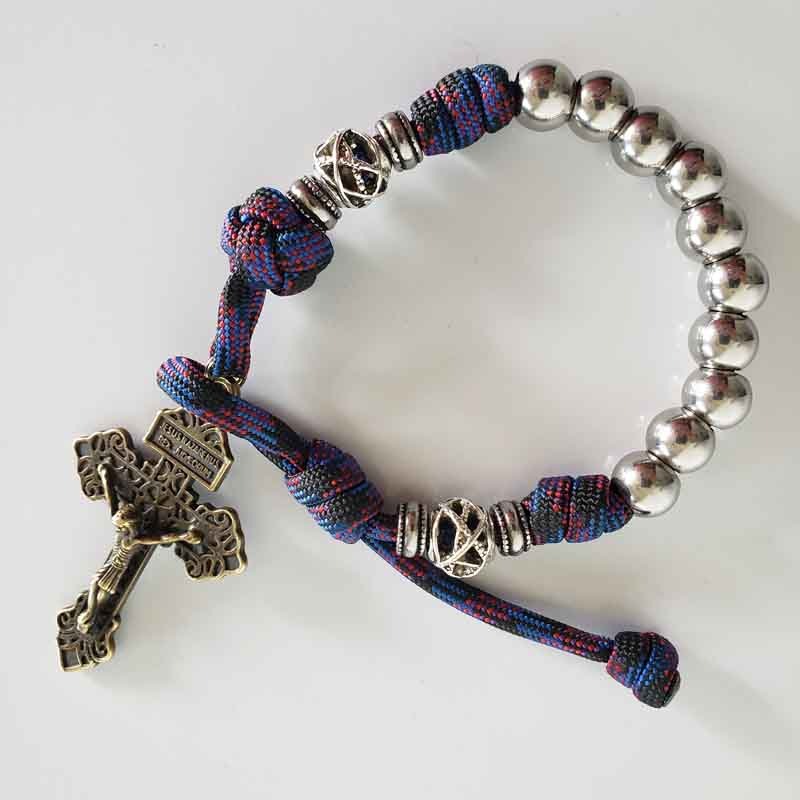Trench Wrist Rosary Version 2 (TWR-V2) Paracord Rosary Bracelet main 