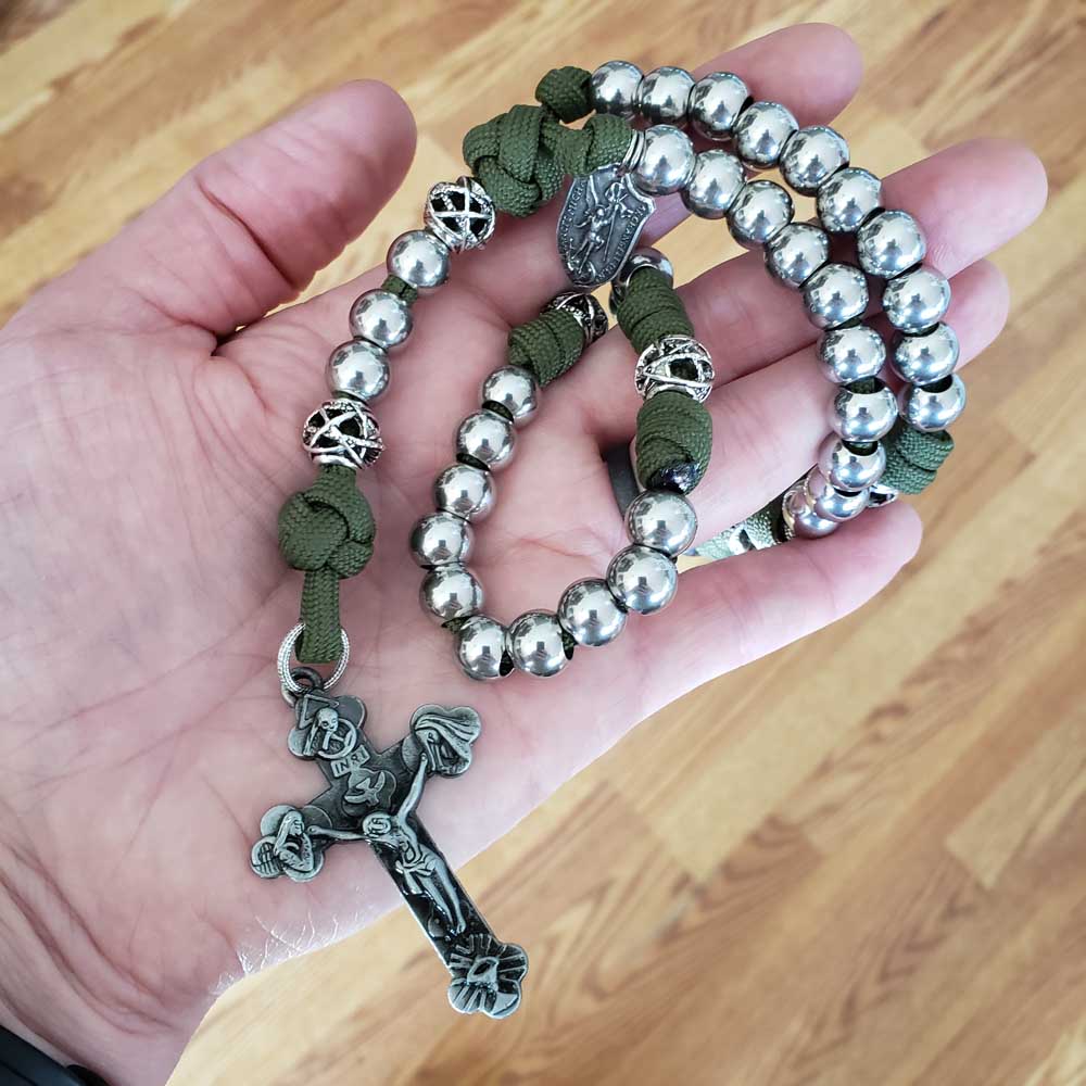 "Morningstar" Handmade Paracord Rosary Catholic Marian Devotion Green