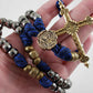 Handmade in the USA Saint Michael Thin Blue Line Paracord Rosary Size