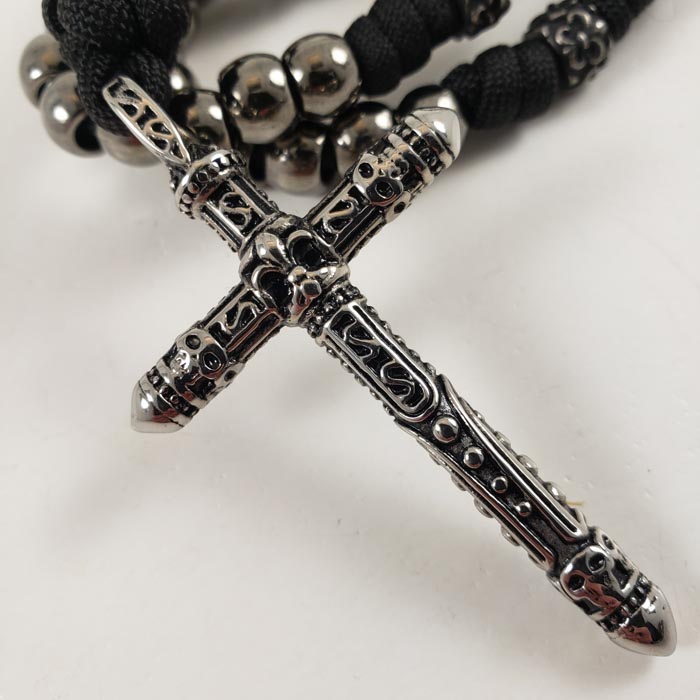 "The Hammer" Paracord Handmade Catholic Marian Devotion Rosary Memento Mori Gunmetal Crucifix