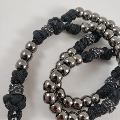 "The Hammer" Paracord Handmade Catholic Marian Devotion Rosary Memento Mori Gunmetal Detail