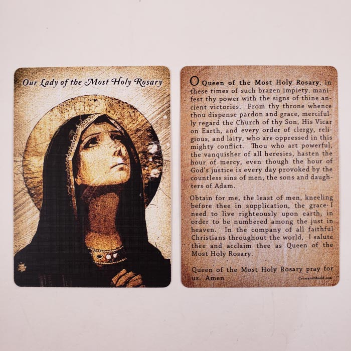 Our Lady of the Most Holy Rosary Catholic Prayer Card