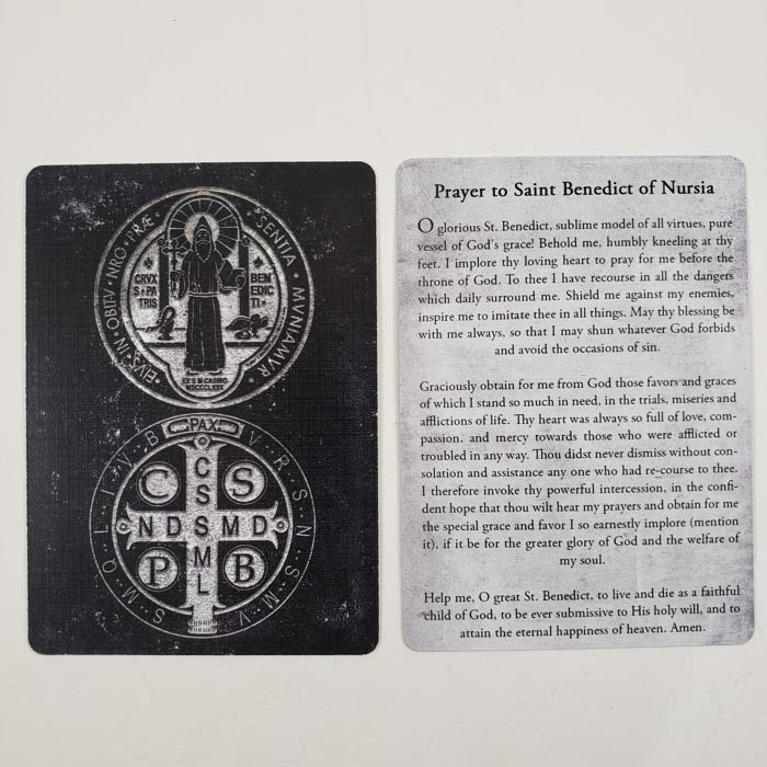 Saint Benedict of Nursia Catholic prayer card