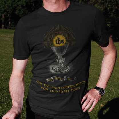 This Is My Body Catholic T-shirt Model Black Front