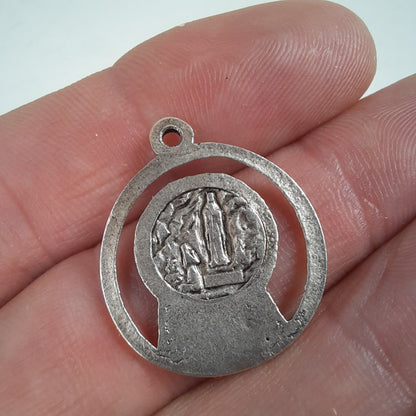 Lady of Lourdes Halo Devotional Medal Pendant back