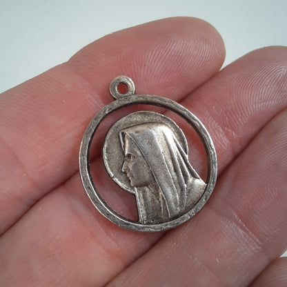 Lady of Lourdes Halo Devotional Medal Pendant front