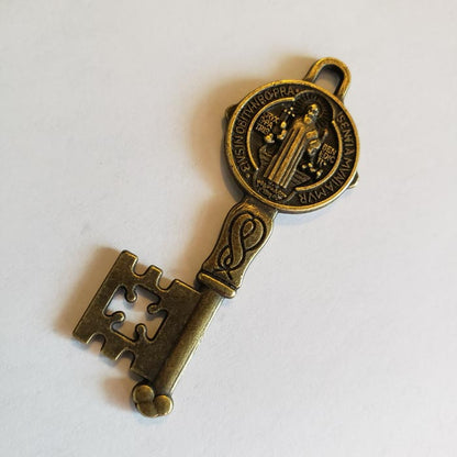 Saint Benedict Brass Key Pendant