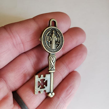 Saint Benedict Brass Key Pendant