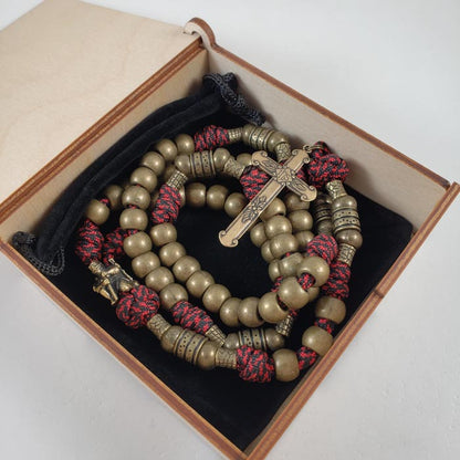 Cross and Shield Wooden Rosary Keepsake Box 02