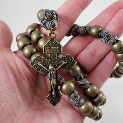Warhorse Handmade Paracord Catholic Rosary Marian Devotion Made in the USA Size