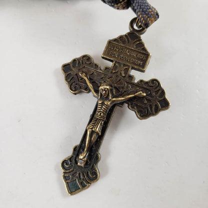 Warhorse Handmade Paracord Catholic Rosary Marian Devotion Made in the USA Crucifix Front