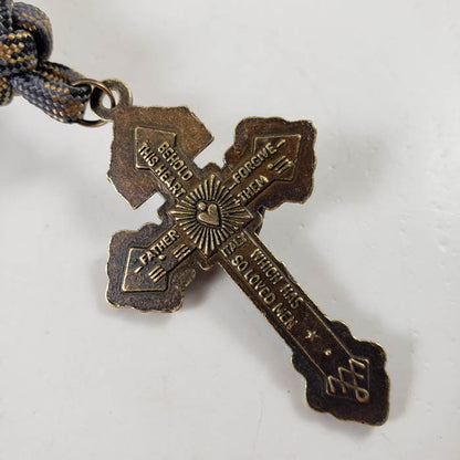 Warhorse Handmade Paracord Catholic Rosary Marian Devotion Made in the USA Crucifix Back