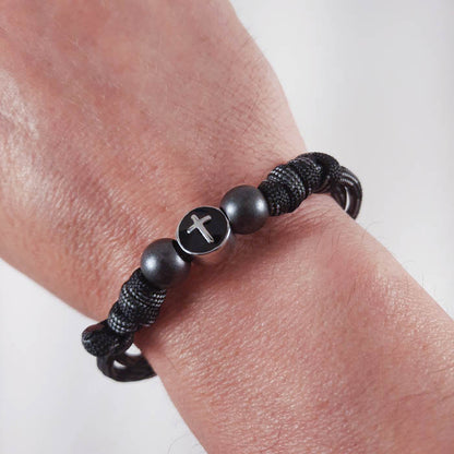 Handmade Paracord Wrist Cincture Bracelet with Cross Bead