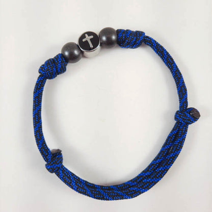 Handmade Paracord Wrist Cincture Bracelet with Cross Bead