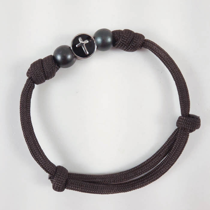 Handmade Paracord Wrist Cincture Bracelet with Cross Bead