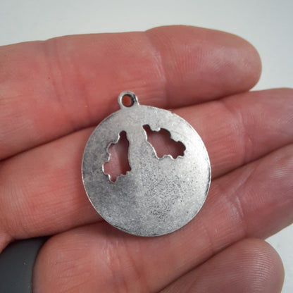 Our Lady of Fatima Catholic Devotional Medal Pendant Pewter back